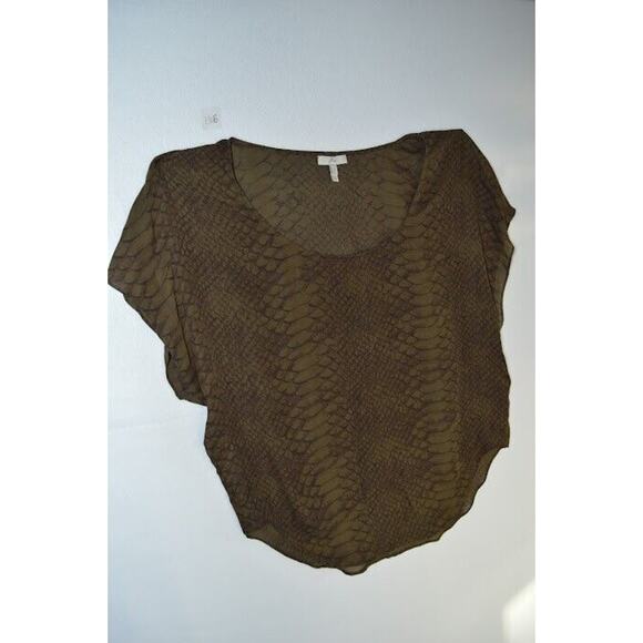 Joie Silk Blouse Snake Print Small Brown Short Sleeve Casual Ladies - Picture 2 of 8